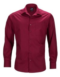 Hemd in Weinrot für Herren – klassisches Langarmhemd in Popeline-Qualität, ideal für Beruf und Service