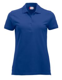 Blaues Poloshirt für Damen mit tailliertem Schnitt und geripptem Kragen