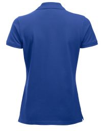 Blaues Poloshirt für Damen mit tailliertem Schnitt und geripptem Kragen