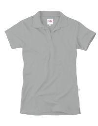 Damen Polohemd ohne Knöpfe in Grau aus Baumwollmix, tailliert geschnitten, ideal für Gastronomie und Pflege