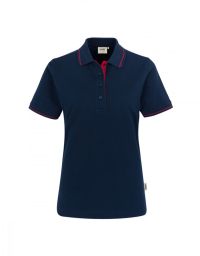 Damen Poloshirt Blau mit Kontrastfarben