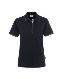 Damen Poloshirt in Schwarz mit Kontrastfarben