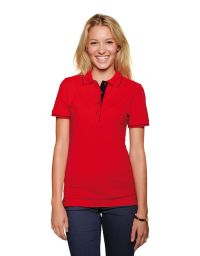 Damen Poloshirt Rot mit Kontrastfarben