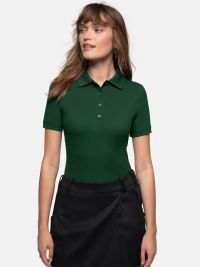 Poloshirt Damen in Tanne-Grün mit femininer Passform und 4-Knopf-Leiste – ideal für Pflege, Praxis oder Serviceberufe