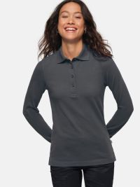 Langarm Poloshirt Damen Grau