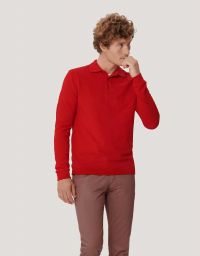 Langarm Poloshirt Herren Rot