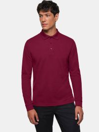 Langarm Poloshirt Herren Weinrot Comfort Fit
