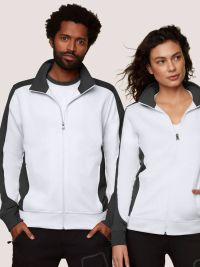 Arbeits Sweatjacke Weiß/Grau