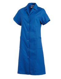 Dunkelblauer Labormantel Damen kurzarm mit Taschen für Labor und Praxis