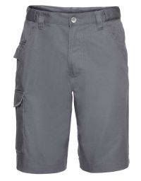 Arbeitshose kurz Herren in Grau mit Taschen und elastischem Bund – ideal für Sommer und Handwerk