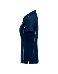 Damen Sport Poloshirt aus leichtem Piqué in lockerer Passform, mit Kontrastpaspeln an Schultern und Seiten, Ton-in-Ton-Knopfleiste und Seitenschlitzen.