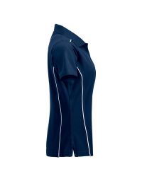 Damen Sport Poloshirt aus leichtem Piqué in lockerer Passform, mit Kontrastpaspeln an Schultern und Seiten, Ton-in-Ton-Knopfleiste und Seitenschlitzen.