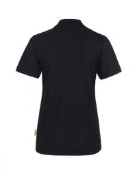 Schwarzes Funktions Poloshirt Damen mit weißer Knopfleiste für Empfang und Service