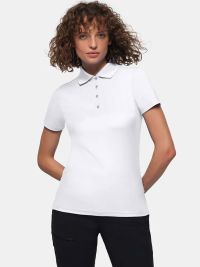 Weißes Funktions Poloshirt Damen mit Knopfleiste für Pflege und Medizin