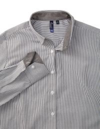 Bluse grau-weiß gestreift