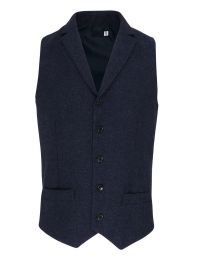 Herren Weste Blau – Elegante Serviceweste mit Reverskragen, 5-Knöpfen und Satin-Stoffrücken für Berufsbekleidung in Gastronomie, Hotellerie und Business