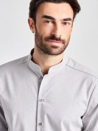 Stehkragenhemd Herren hellgrau