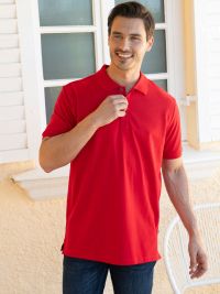 Rotes Poloshirt für Herren mit 4-Knopfleiste, atmungsaktiver Mesh-Innenseite und pflegeleichtem Cotton-Tec-Gewebe