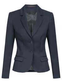 Damen Blazer Slim Fit in Dunkelblau mit 2 Pattentaschen, taillierter Schnitt, eleganter Look für Büro und Empfang