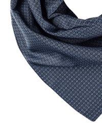 Dunkelblau gemustertes Business Halstuch für Damen mit feinem Kreis Ringmuster und dezenter Glanzoptik
