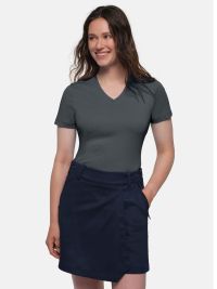 Damen T-Shirt in Anthrazit Grau mit V-Ausschnitt – elegant, figurbetont und funktional