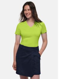 T-Shirt Kiwi-Grün Damen mit V-Ausschnitt – figurbetont und modern geschnitten