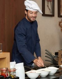 Moderne Kochjacke Herren in Grau mit Stehkragen