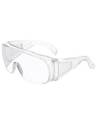 Schutzbrille für Brillenträger mit seitlichem Spritzschutz und Belüftungslöchern, passend über Korrekturbrillen, nach EN 166 zertifiziert