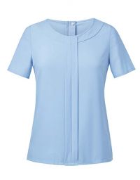 Kurzarm Bluse Damen Elegant Hellblau
