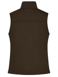 Braune Weste Damen aus Softshell-Material mit Stehkragen, Reißverschlusstaschen und verstellbarem Saum