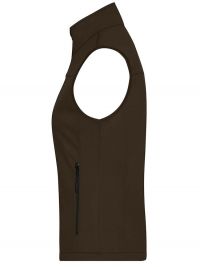Braune Weste Damen aus Softshell-Material mit Stehkragen, Reißverschlusstaschen und verstellbarem Saum