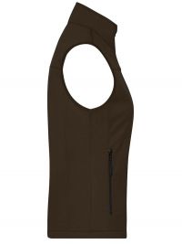 Braune Weste Damen aus Softshell-Material mit Stehkragen, Reißverschlusstaschen und verstellbarem Saum