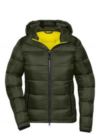 Damen Winterjacke Grün – gesteppte, gefütterte Jacke mit Kapuze