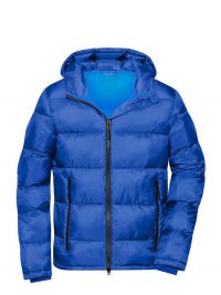 Herren Winterjacke Blau – gesteppte, gefütterte Jacke mit Kapuze