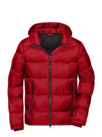 Rote Winterjacke Herren – gesteppte, gefütterte Jacke mit Kapuze