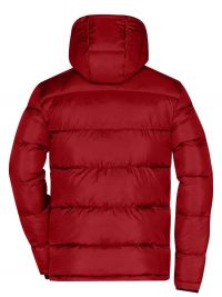 Winterjacke Herren Rot – gesteppte, wasserabweisende Jacke mit Kapuze, 2-Wege-Reißverschluss und Windschutzblende, ideal für kalte Tage
