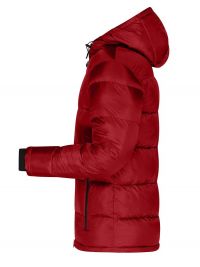 Winterjacke Herren Rot – gesteppte, wasserabweisende Jacke mit Kapuze, 2-Wege-Reißverschluss und Windschutzblende, ideal für kalte Tage