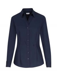 Dunkelblaue Seidensticker Bluse für Damen im Slim Fit – elegantes Hemd mit schwarzer Rose