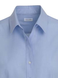 Hellblaue Bluse Kurzarm für Damen von Seidensticker aus Baumwolle mit Kent-Kragen und Perlmuttknöpfen