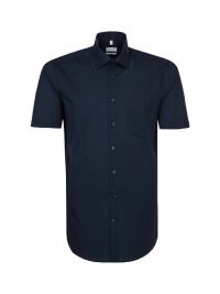 Herren Kurzarm Hemd Dunkelblau