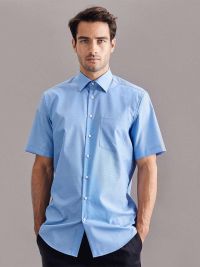 Herren Kurzarm Hemd Blau