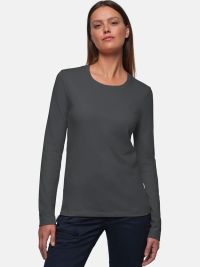 Graues Longsleeve Damen von Hakro – Regular Fit, XS–6XL, pflegeleicht, bestickbar & bedruckbar