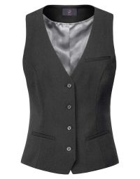 Damen Business Weste Dunkelgrau Regular Fit mit Stoffrücken und Taschen für Büro, Verkauf und Events