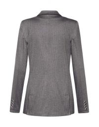 Damen Langblazer Glencheck Grau mit Spitzfacon-Revers und aufgesetzten Taschen