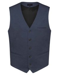 Herren Jersey Weste Blau Meliert – Regular Fit, 5-Knopf-Leiste, Leistentaschen, weicher Jersey-Stoff mit Stretch, Business- und Freizeitweste für Büro, Verkauf, Gastronomie