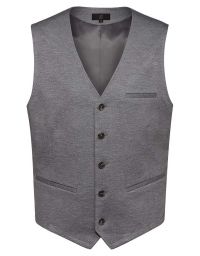 Herren Jersey Weste Grau Meliert – Regular Fit, 5-Knopf-Leiste, Leistentaschen, weicher Jersey-Stoff mit Stretch, Business- und Freizeitweste für Büro, Verkauf, Gastronomie