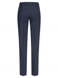 Dunkelblaue Anzughose für Damen mit geradem Schnitt, mittlerer Leibhöhe und Hakenverschluss – elegante Business-Hose für Büro und Meetings