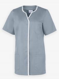 Kasack mit Knopfleiste Grau/Weiß