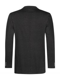 Herren Jersey Sakko Glencheck Dunkelgrau – Regular Fit, elegantes Sakko mit dezentem Glencheck-Muster, Zwei-Knopf-Verschluss, aufgesetzten Taschen und Seitenschlitzen, ideal für Business, Büro, Verkauf und Gastronomie.