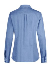 Jeansbluse Damen in Denimoptik mit Krempelarm und Kontrasteinsatz – ideal für Beruf und Freizeit